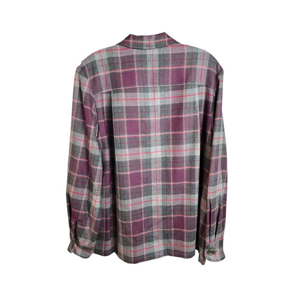 Pendleton Plaid Button Front Shirt Jacket Womens Size L Purple Grey special wool - Picture 2 of 12